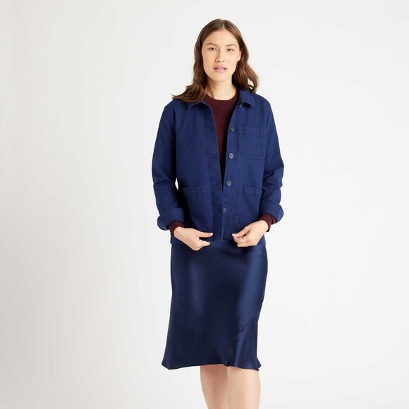 Quince Organic Comfort Stretch Chore Jacket in Navy - Picture 1 of 4
